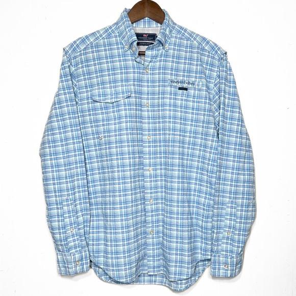 Vineyard Vines Other - Vineyard Vines Mens Blue Plaid Long Sleeve Utility Buttondown Fishing Shirt